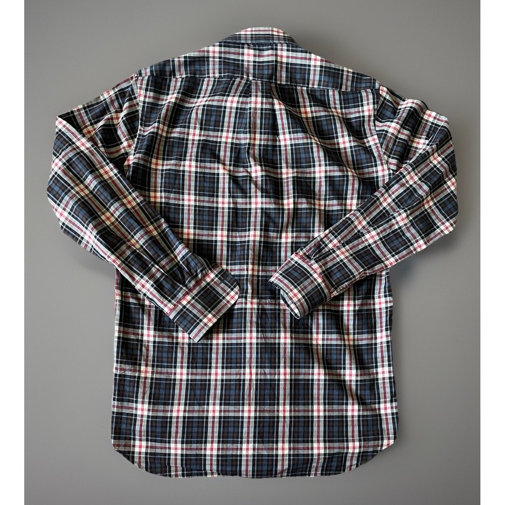 Peter Millar Long Sleeve Button Down Shirt Blue Pink Plaid Pocket Medium JBHS - Picture 2 of 9